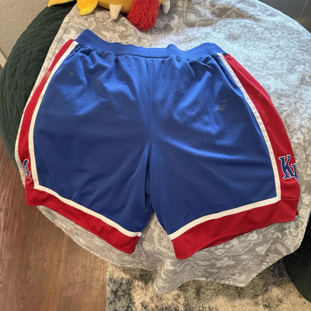Vintage 90's Nike Authentic Kansas Jay hawks Basketball Shorts Sz‎ Xl - Picture 4 of 5